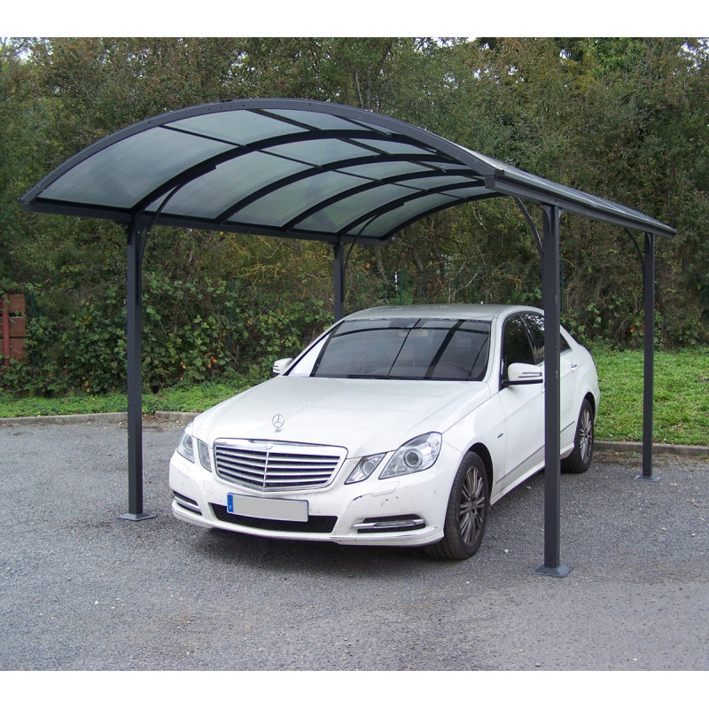Carport 1 voiture 14,62m² en aluminium et polycarbonate 6mm ANTI-UV -  Habrita